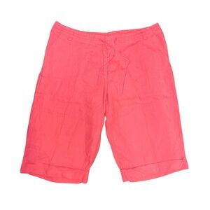 Garnet Hill 100% Linen Womens Pink Casual Shorts Capris Pants Size 16